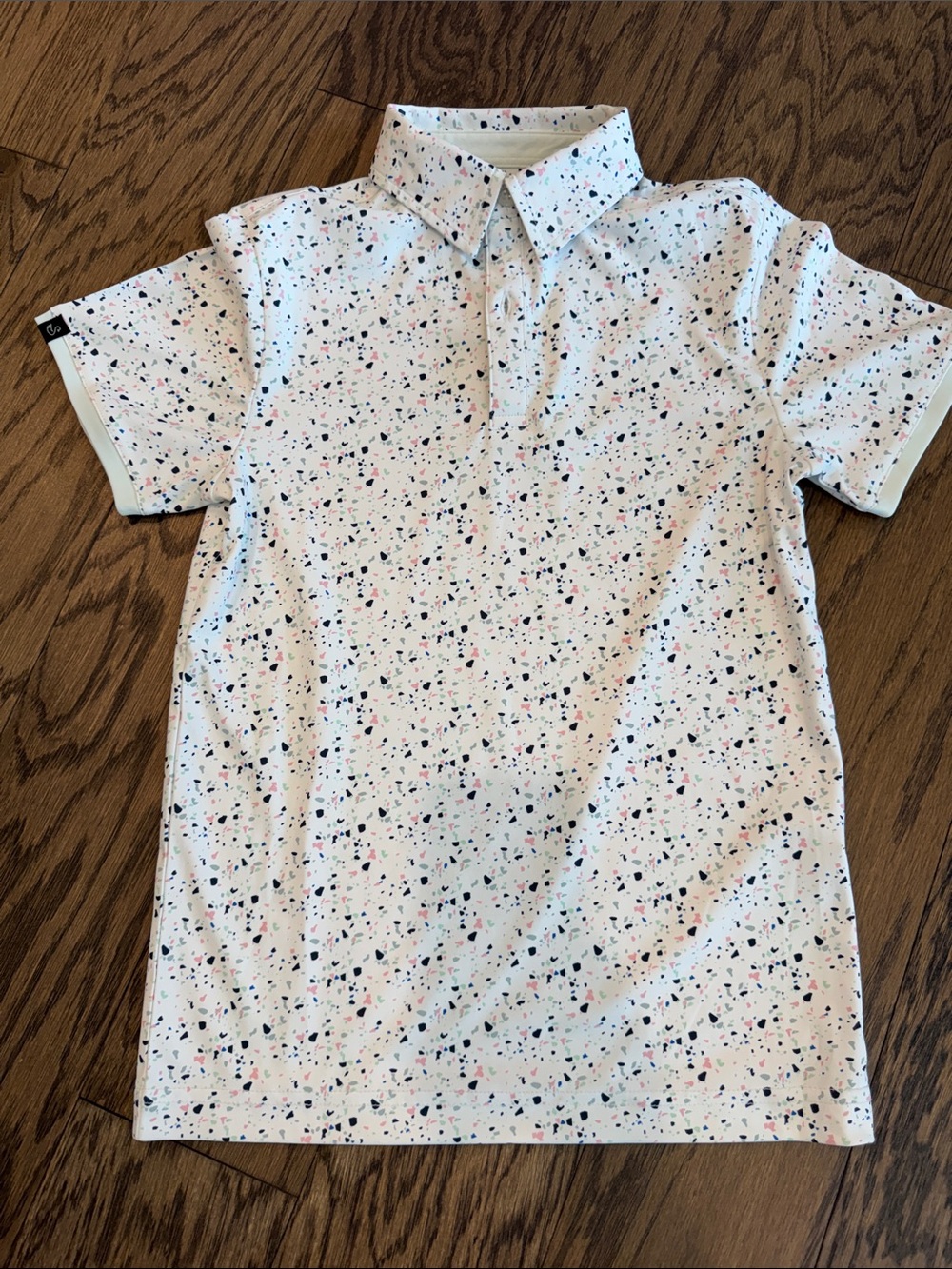 Boys White Speckled Short-Sleeve golf Shirt ~